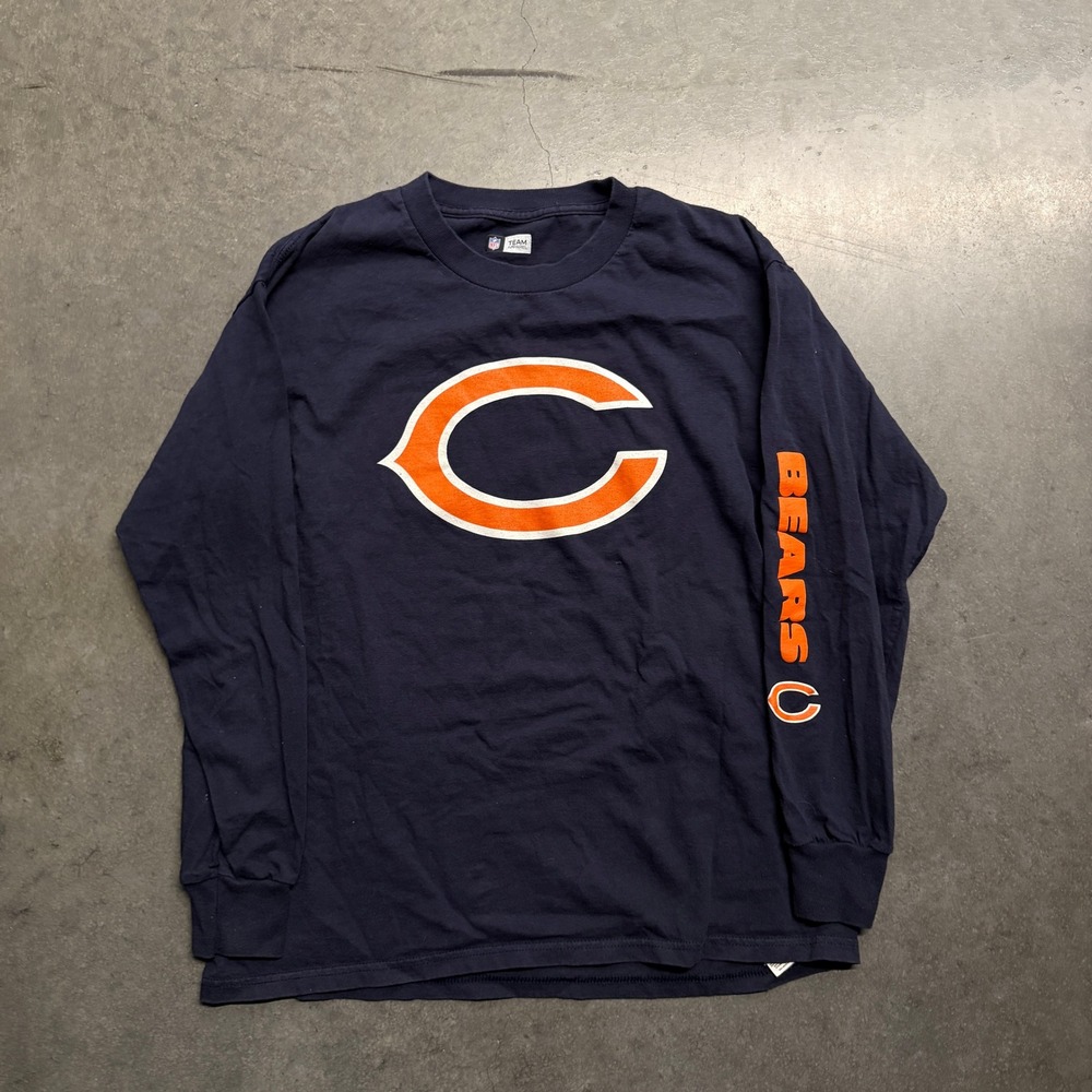 NFL Team Apparel Chicago Bears Long Sleeve T-Shirt Navy Blue Mens Medium